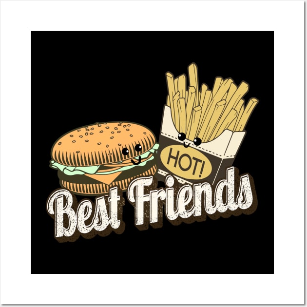 Best Friends Best Friends fries and burger BBF Fast Food Wall Art by benyamine